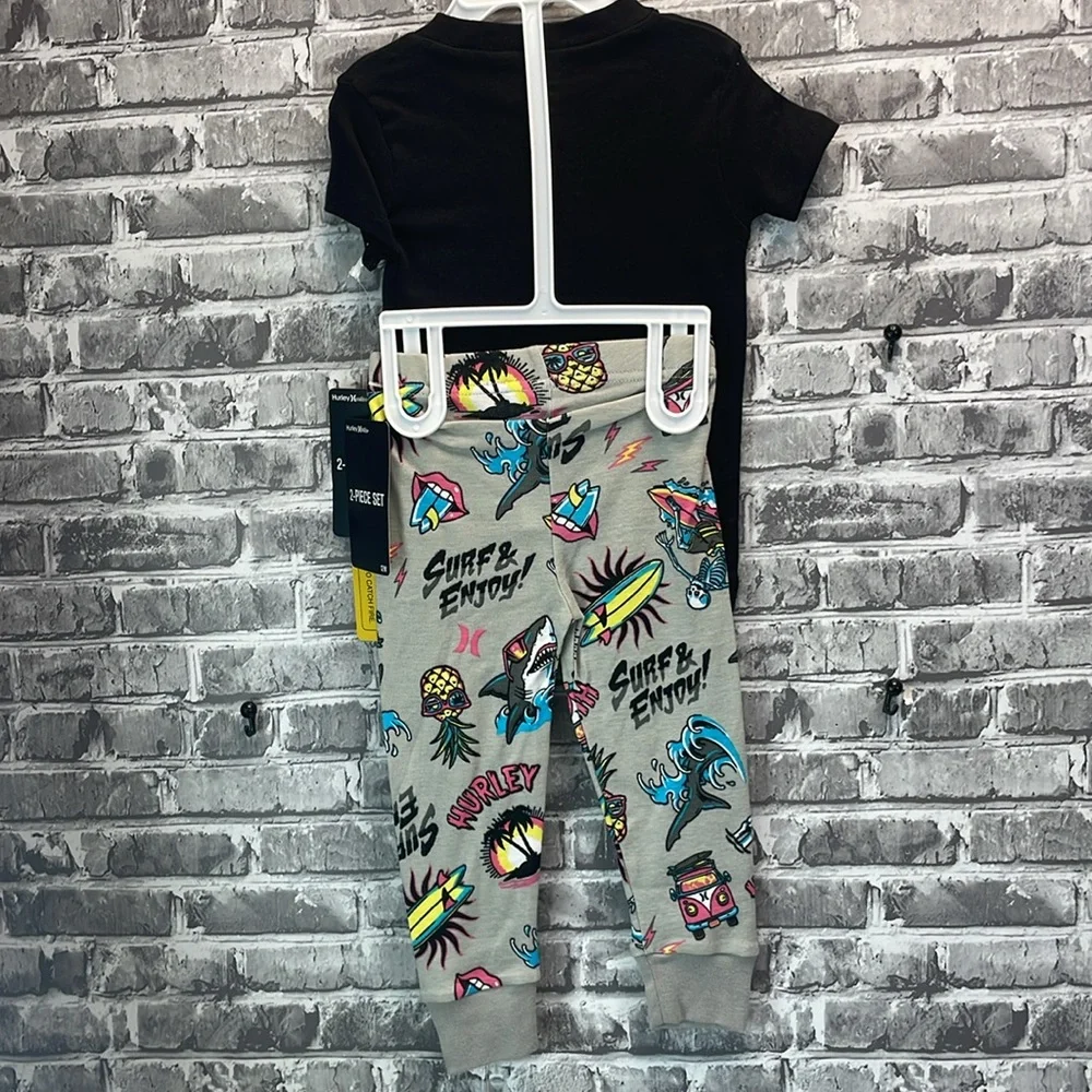 Hurley Kids Shark Pajama‎ Set - Black and Gray